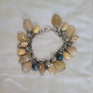 Chico's Dangle Stone Blue Silver Tone Bracelet